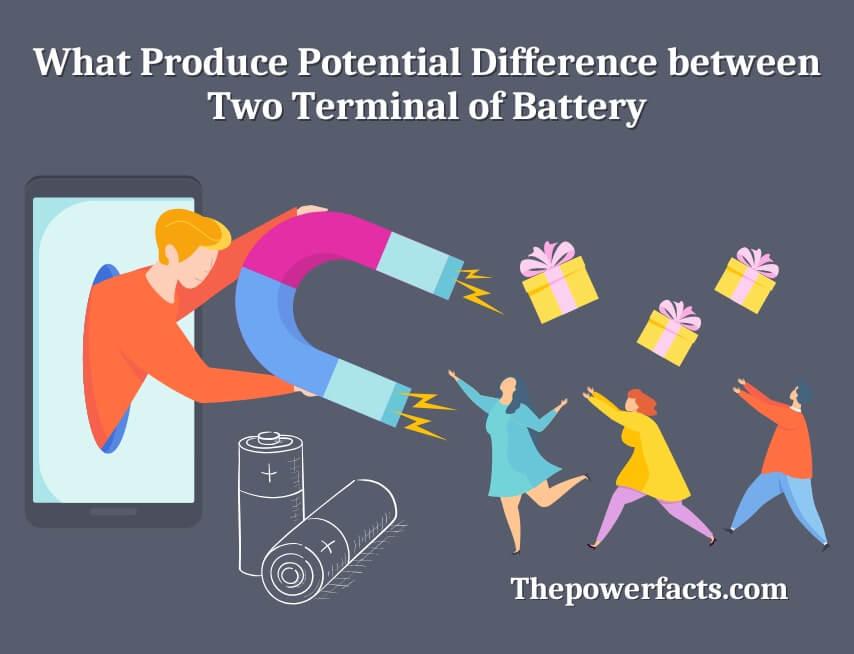 what produce potential difference between two terminal of battery